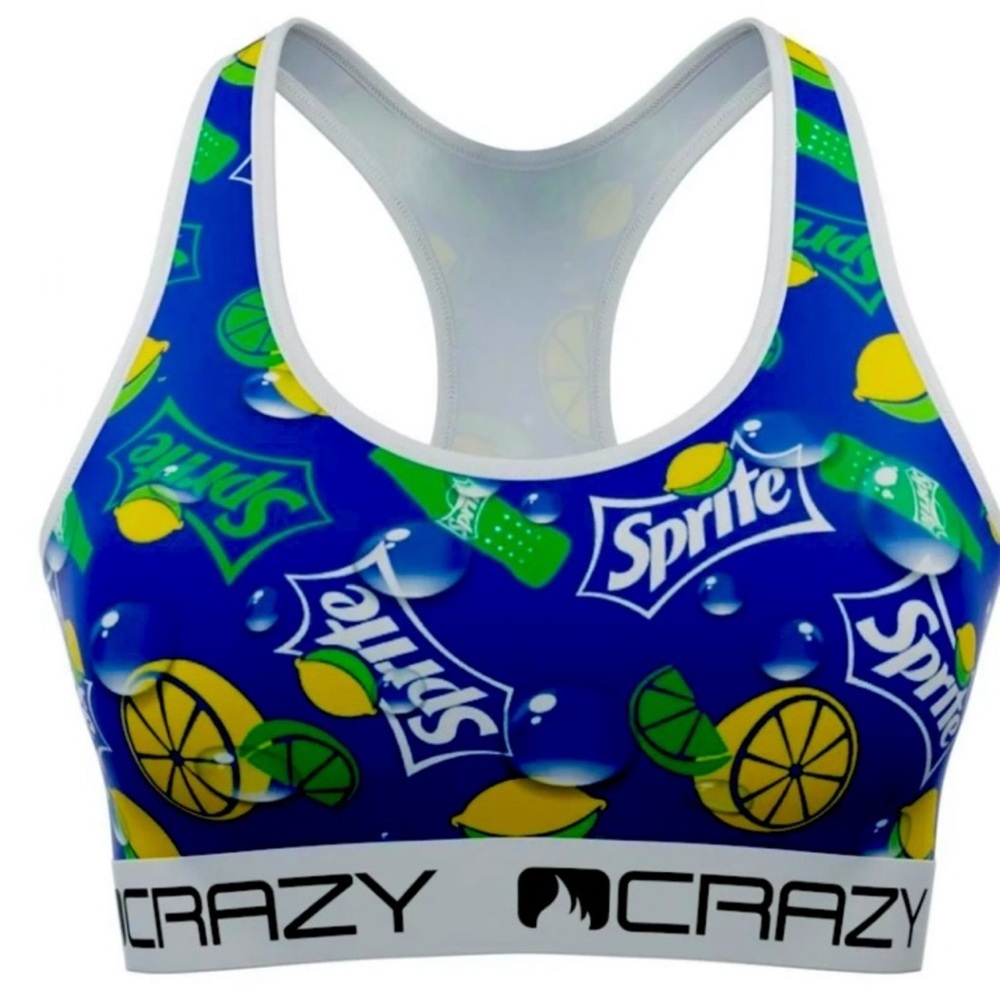 Sprite graphic sports bra y2k pop art rave festival crop top